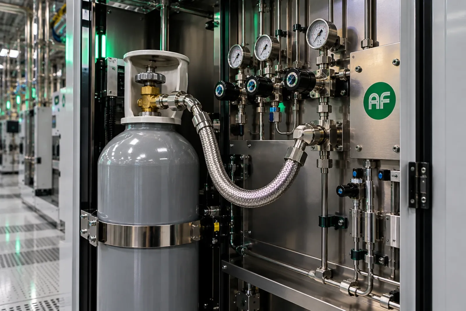 Gas Cabinets and Tool Hookups: UHP PTFE SS Braided Hose