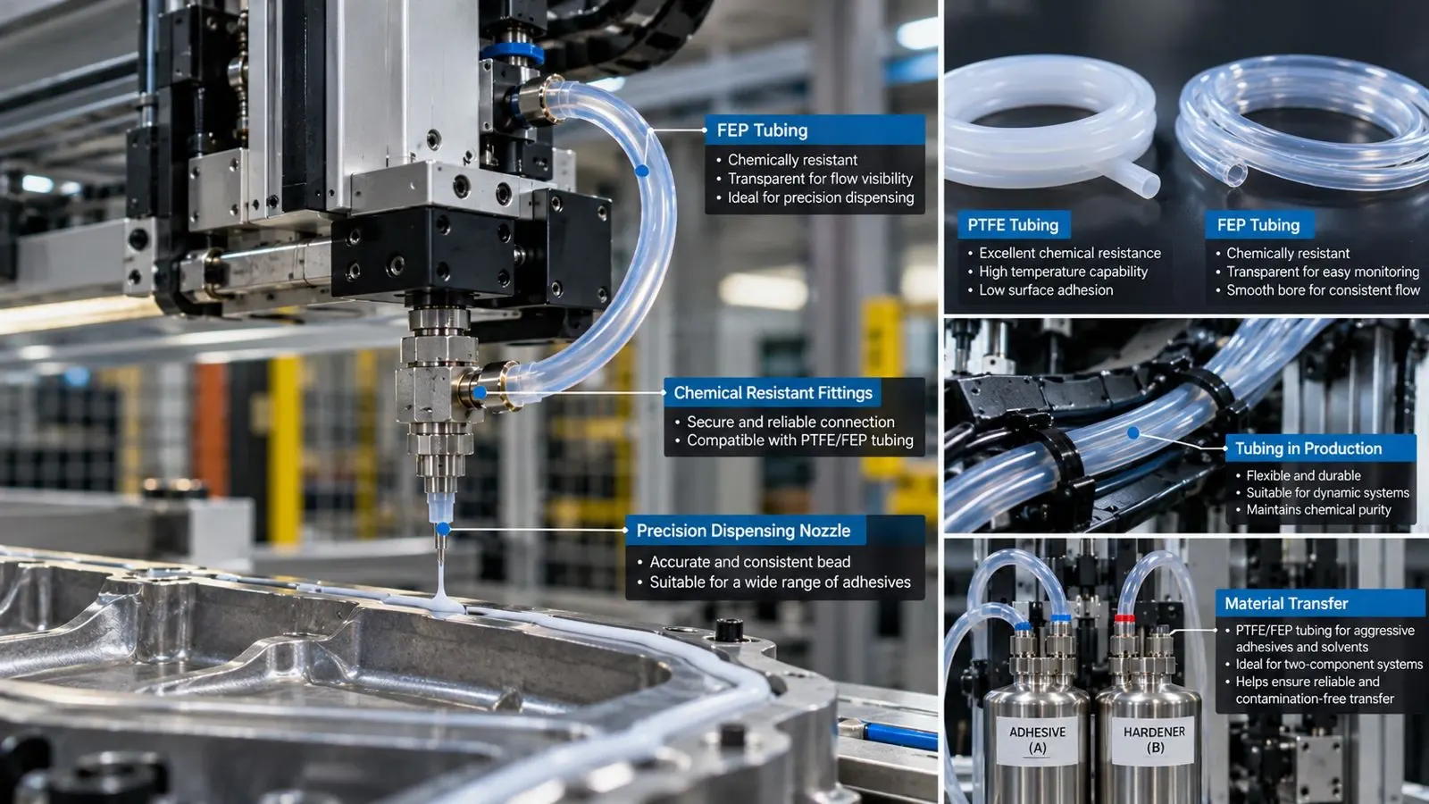 PTFE & FEP Tubing for Adhesive Dosing & Dispensing